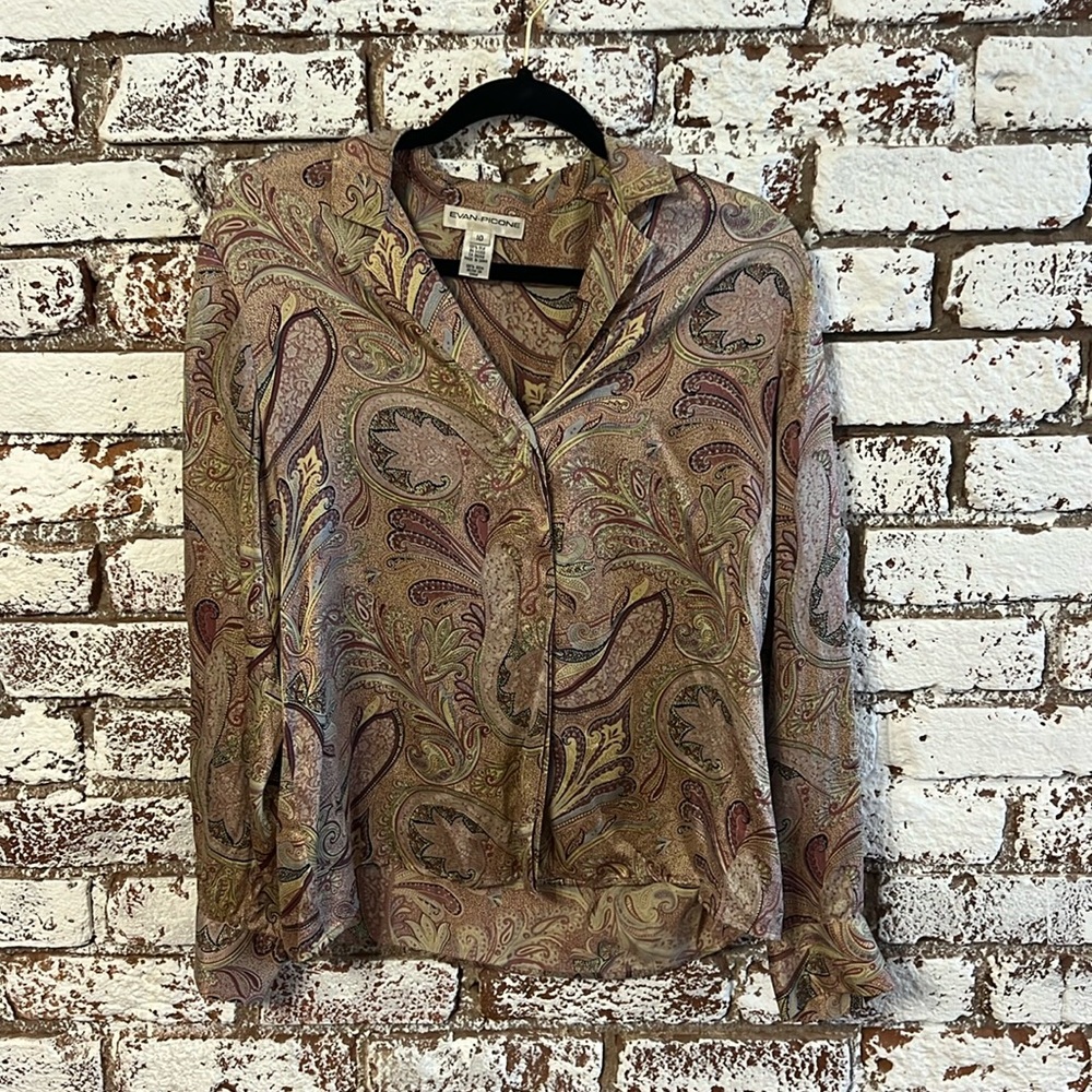 100% Paisley Button-Up Blouse